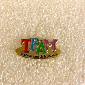 Multicolored Team Success Through Teamwork Lapel Pin
